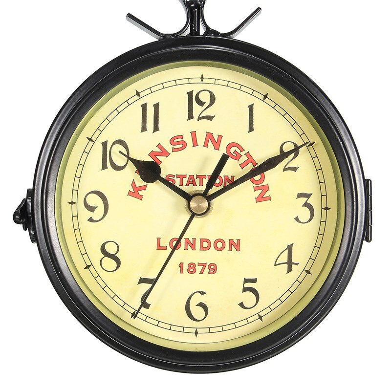 Double Sided Antique Metal Wall Clock