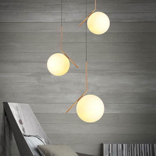 Milky White Glass Globe Minimalist Pendant Lights