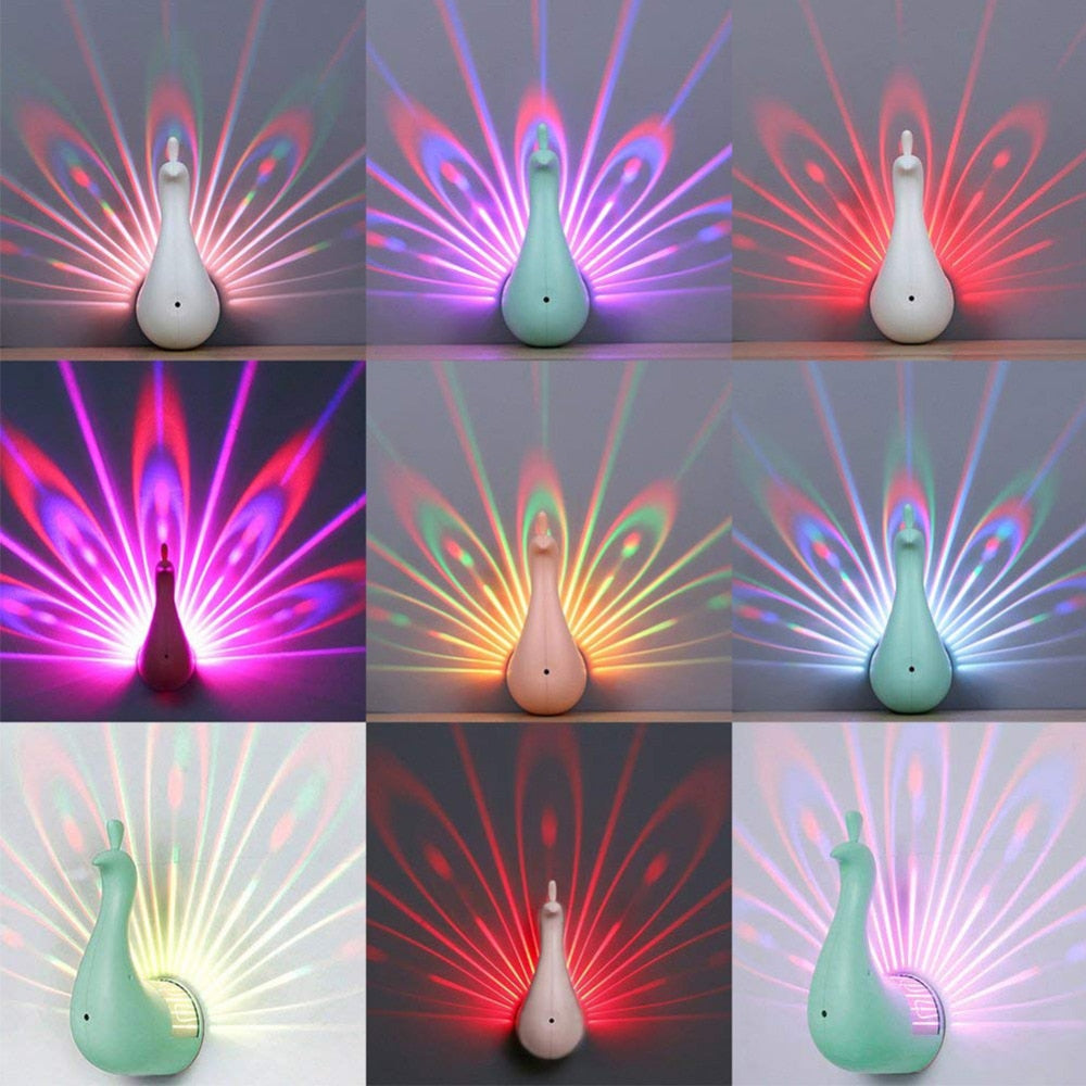 LED Peacock Night Light - Unique and Creative Kids Bedroom