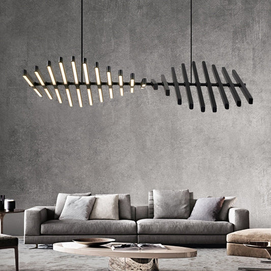 Modern LED Chandelier Lighting - Black/White Office Pendant