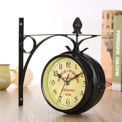 Double Sided Antique Metal Wall Clock