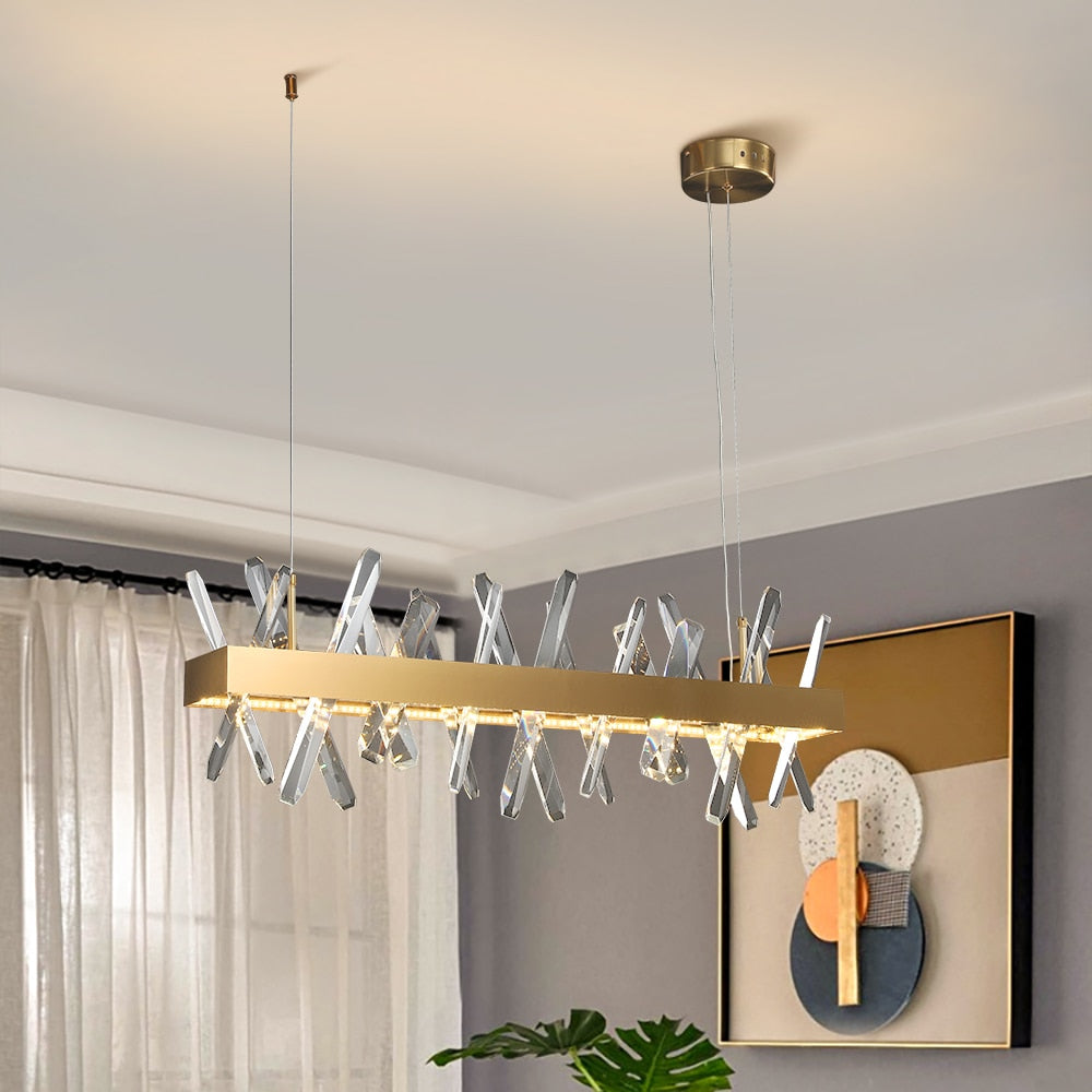 Modern Rectangle Crystal Chandelier for Living room Dining Room