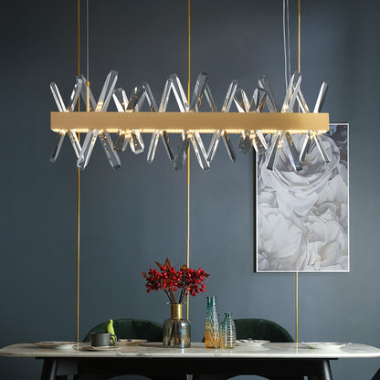 Modern Rectangle Crystal Chandelier for Living room Dining Room