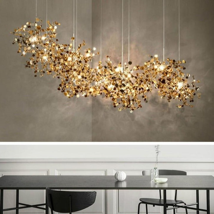 Modern Stainless Steel Chrome Leaf LED Chandelier