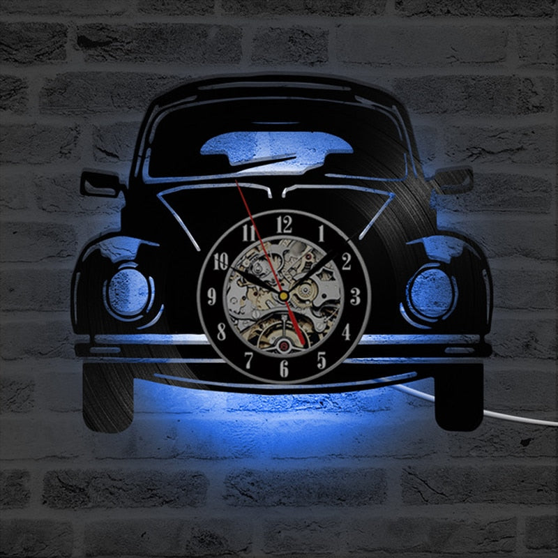 Car Shape LED Wall Clock 3D Design