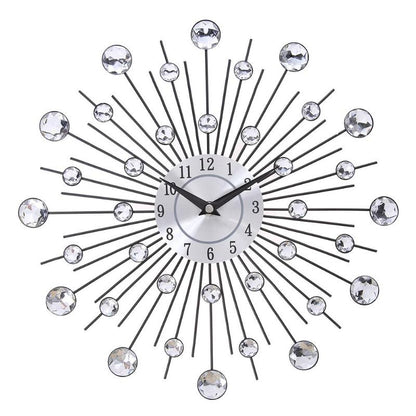 Jeweled Round Sunburst Metal Wall Clock