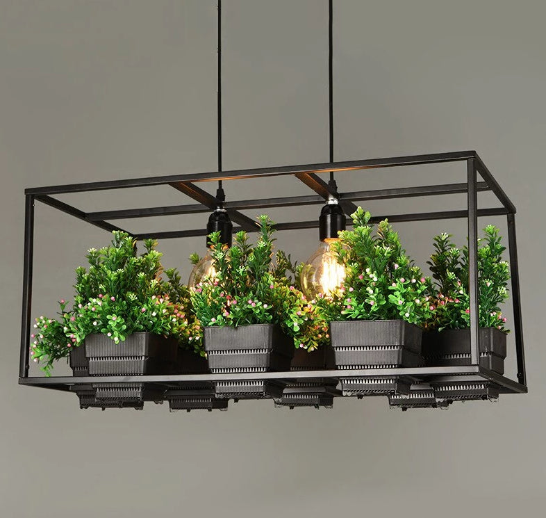 Metta - Wrought Iron Suspended Planter Lamp