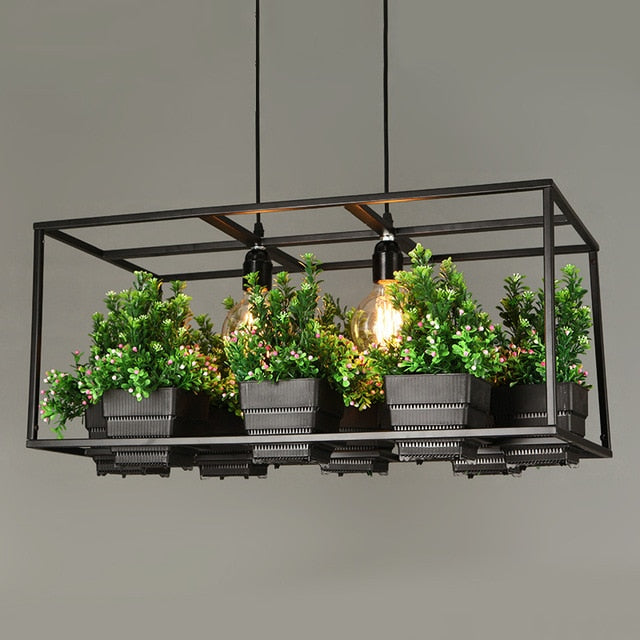 Metta - Wrought Iron Suspended Planter Lamp