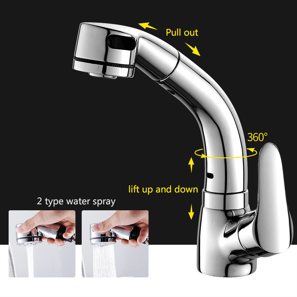 Pull Out Bathroom Sink Faucet