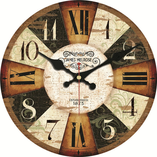 Vintage Wooden Wall Clock Brief Design Silent